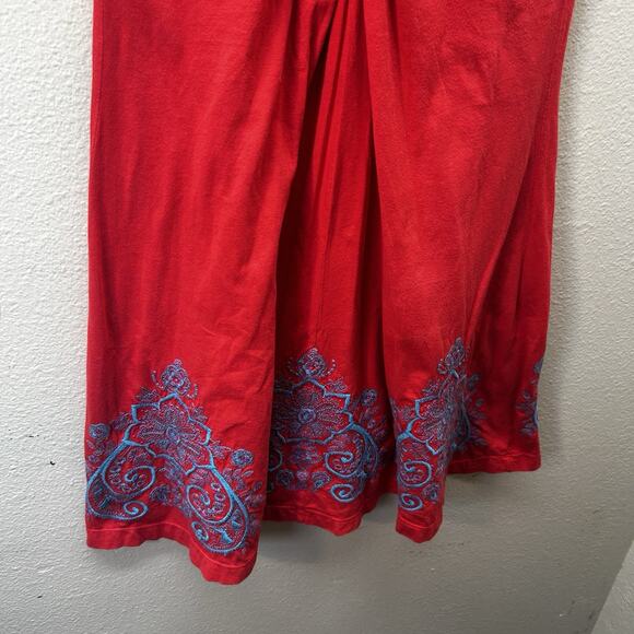 Johnny Was Dress Sz M Embroidered Boho Ruched Knot Babydoll Fairy MIDI Y2K Style - Picture 3 of 10